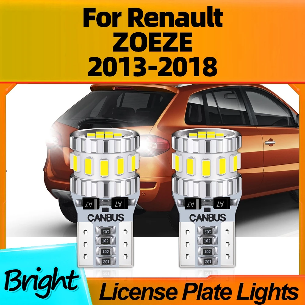 

2Pcs T10 W5W Car LED License Plate Lights Lamps Canbus 6000K White 12V 800LM For Renault ZOEZE 2013 2014 2015 2016 2017 2018