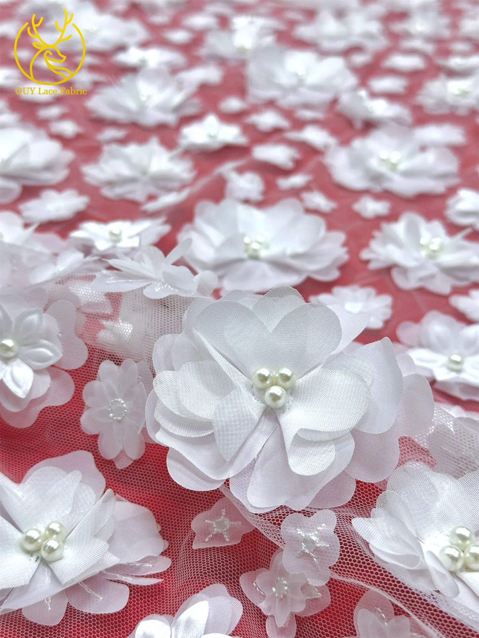 3D Französische Blumenperlen-Spitze 2026 Afrikanische Pailletten-Spitze Nigerianischer Tüll-Netzstoff für Hochzeitskleider 5 Yards – Detail 13