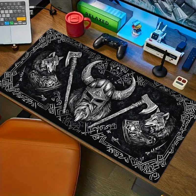 

Игровой коврик для мыши Viking Warrior Skull Wolf Axe, удлиненный, резиновый, нескользящий, для стола