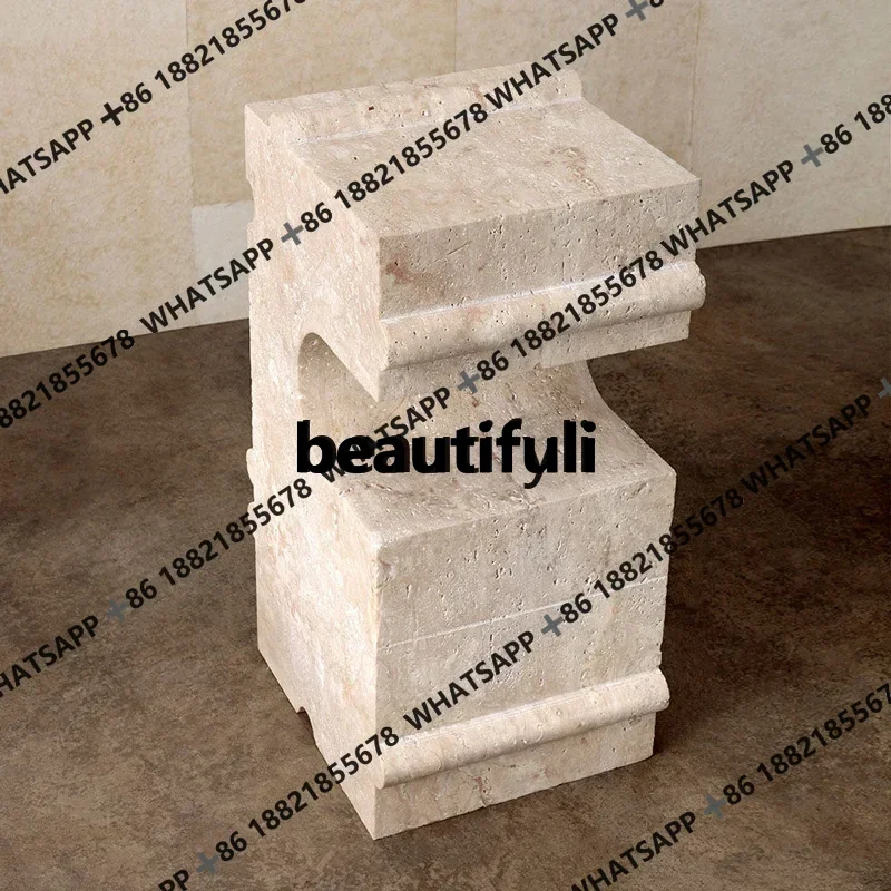 xqqNordic natural Roman travertine corners a few light luxury display table furniture can be customized