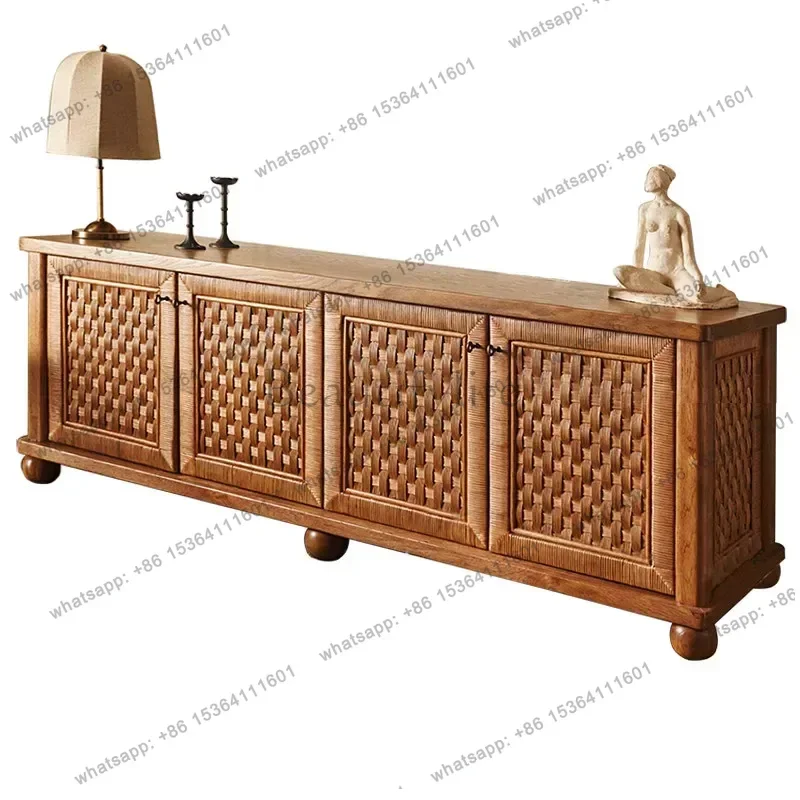 YJ  Imported North American Ash Wood Porch Cabinet, All Solid Wood Dining Side Cabinet, American Rural Storage Cabinet, Locker
