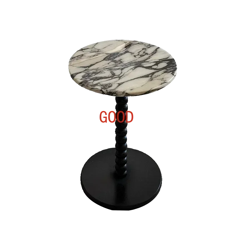 طاولة جانبية من الخشب الصلب، رخام بولغاري فرنسي، طاولة قهوة حجرية فاخرة مصممة، أريكة شقة صغيرة بجانب السرير، زاوية قديمة