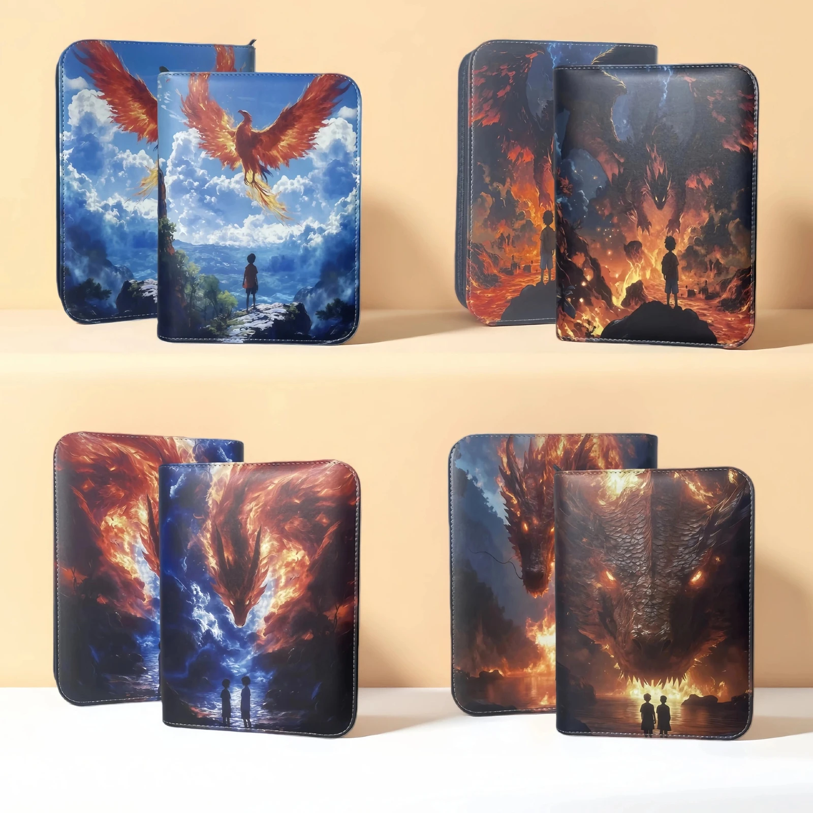 

4-Pocket Trading Card Binder, Tcg Binder, with 160 Side-Loading Pockets, 20 Side-Loading Pages, 4 Designs to Choose From, Waterproof Zipper Album, Trading Card Binder Suitable for Mtg, Yu-Gi-Oh!, Baseball, Football Sports Cards, Collectible Card Games, Pe