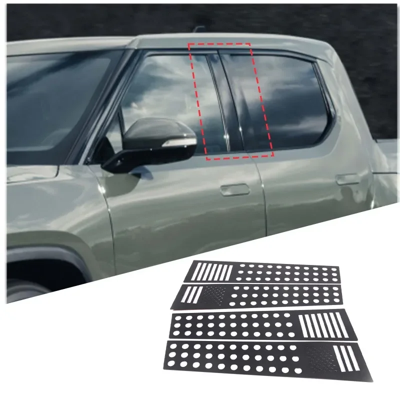 

For Rivian R1T/R1S 2022-2023 Aluminum Alloy Car Window B-pillar Center Pillar Frame Cover Trim Sticker Car Accessories