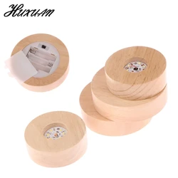 Battery Operated 8cm Round Wooden LED Light Dispaly Base Stand Holder 3D Table Night Lamp Base Crystal Glass Resin Art Ornaments