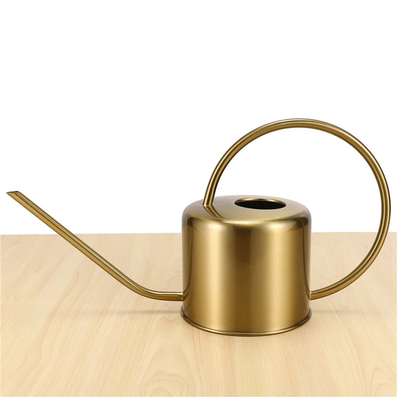 

【Superdeals】4X Watering Can Golden Garden Stainless Steel 1300Ml Water Bottle Easy To Use Handle Perfect For Watering Plants Flo