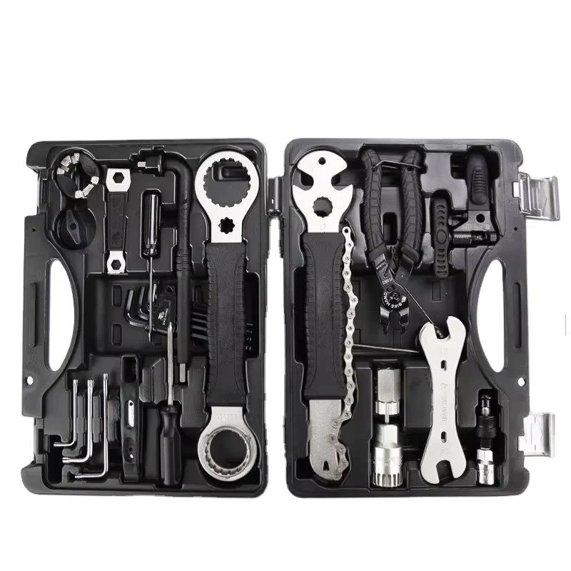 18 Pcs Bicycle Tool Kit Set Bike Repair Tools Bike Tool Bag Accessories for Chain Riveter Tire Levers Crank Puller