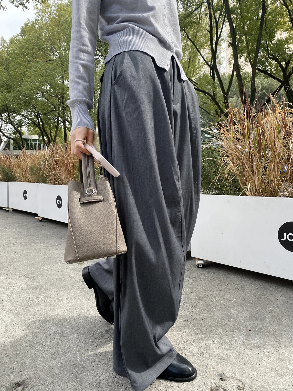 

FEELROOM Новые женские свободные брюки с широкими штанинами, плиссированные, повседневные, с высокой талией, из смесового полиэстера, для офиса