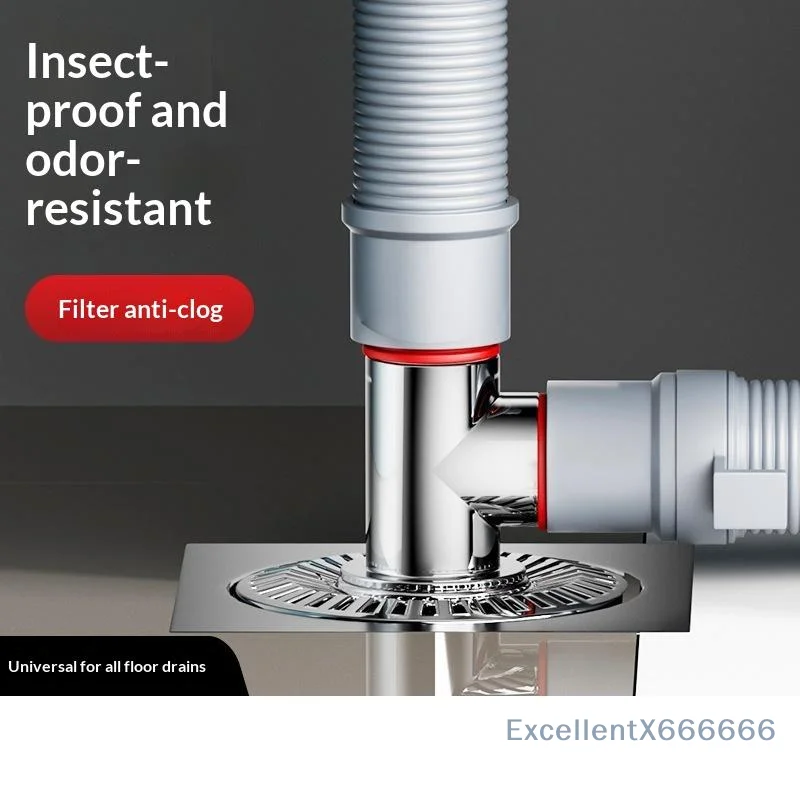 Dual Outlet Floor Drain Connector Adapter Anti Odor Insect Proof Anti Clog For Bathroom Laundry Washer Drainage
