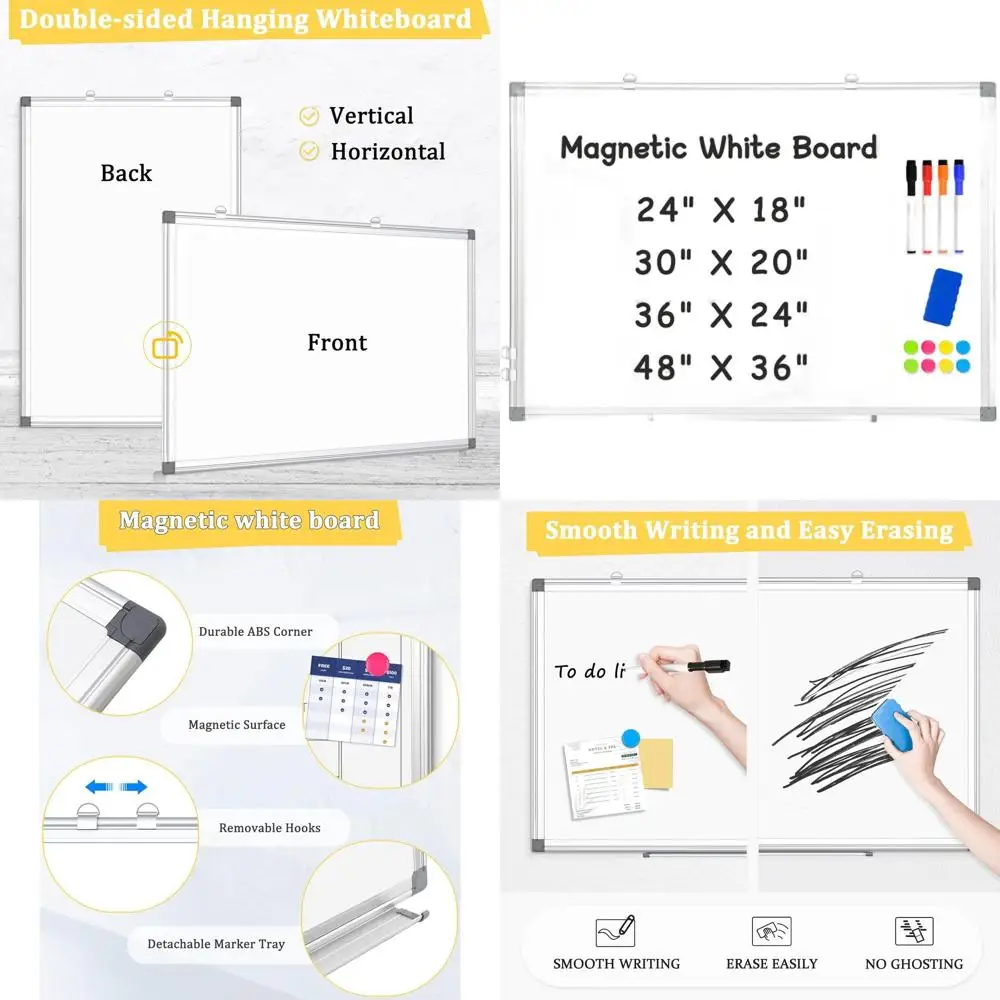 

48x36 Inch Magnetic Dry Erase Board with Aluminum Frame for Home, Office, and School Use