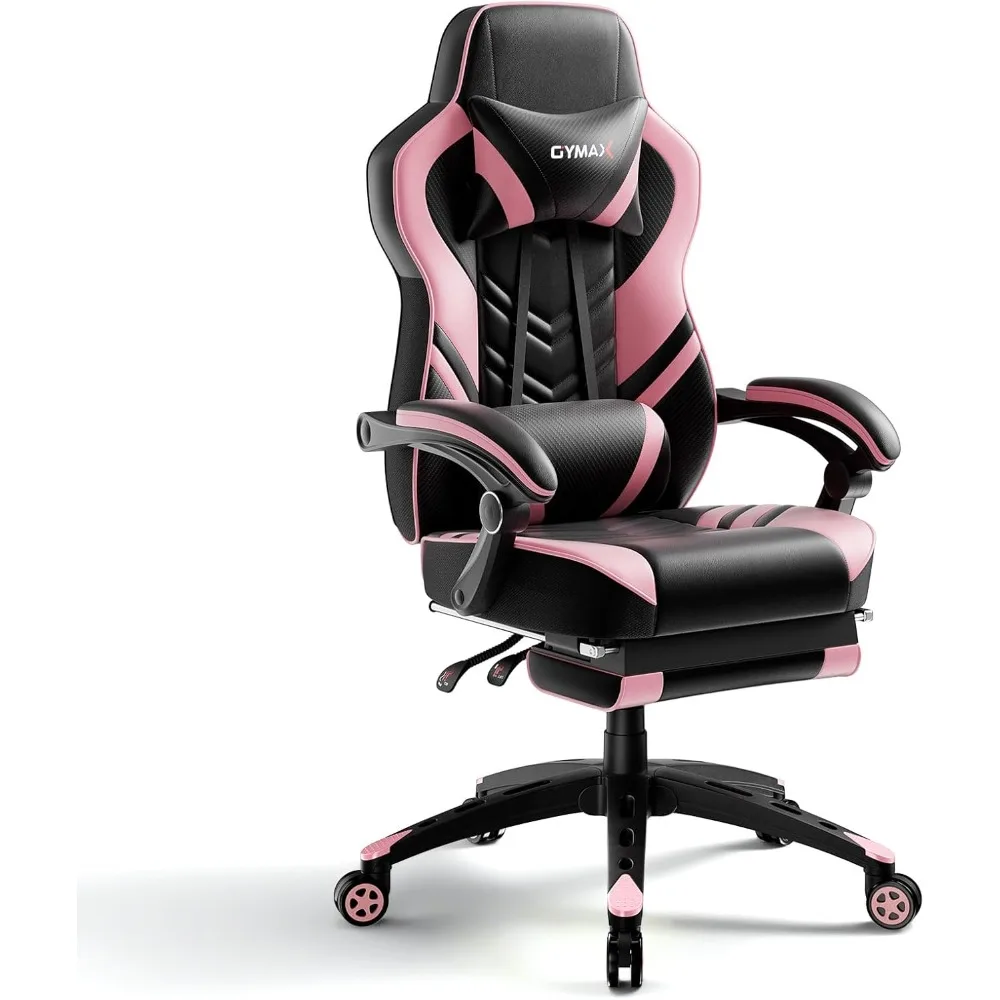 POWERSTONE Gaming Chair Video Game Chair with Footrest and Lumbar Support Racing Style PU Leather Computer Chair Ergonomic Adjus