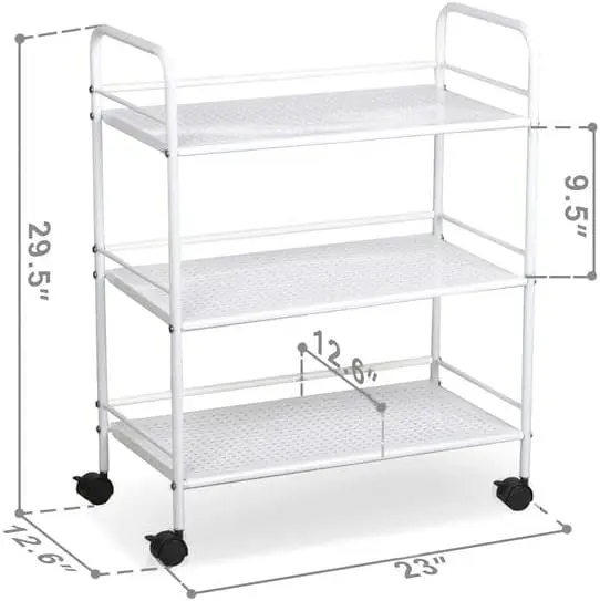 عربة أدوات دوارة متعددة الأغراض معدنية متينة من 3 طبقات، عربة تخزين يدوية، عربة مطبخ مع مقبض وعجلات قفل #3