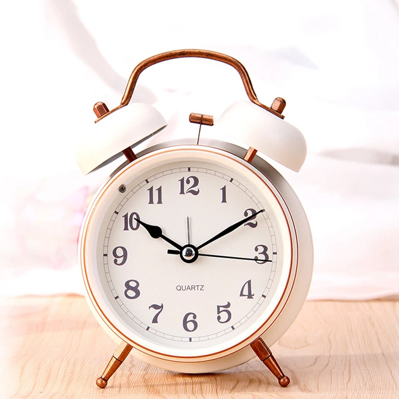 

Child bed large bell metal small alarm clock belt eye-lantern mute alarm clock lounged fashion desk clock Bedside Wake Up Clock