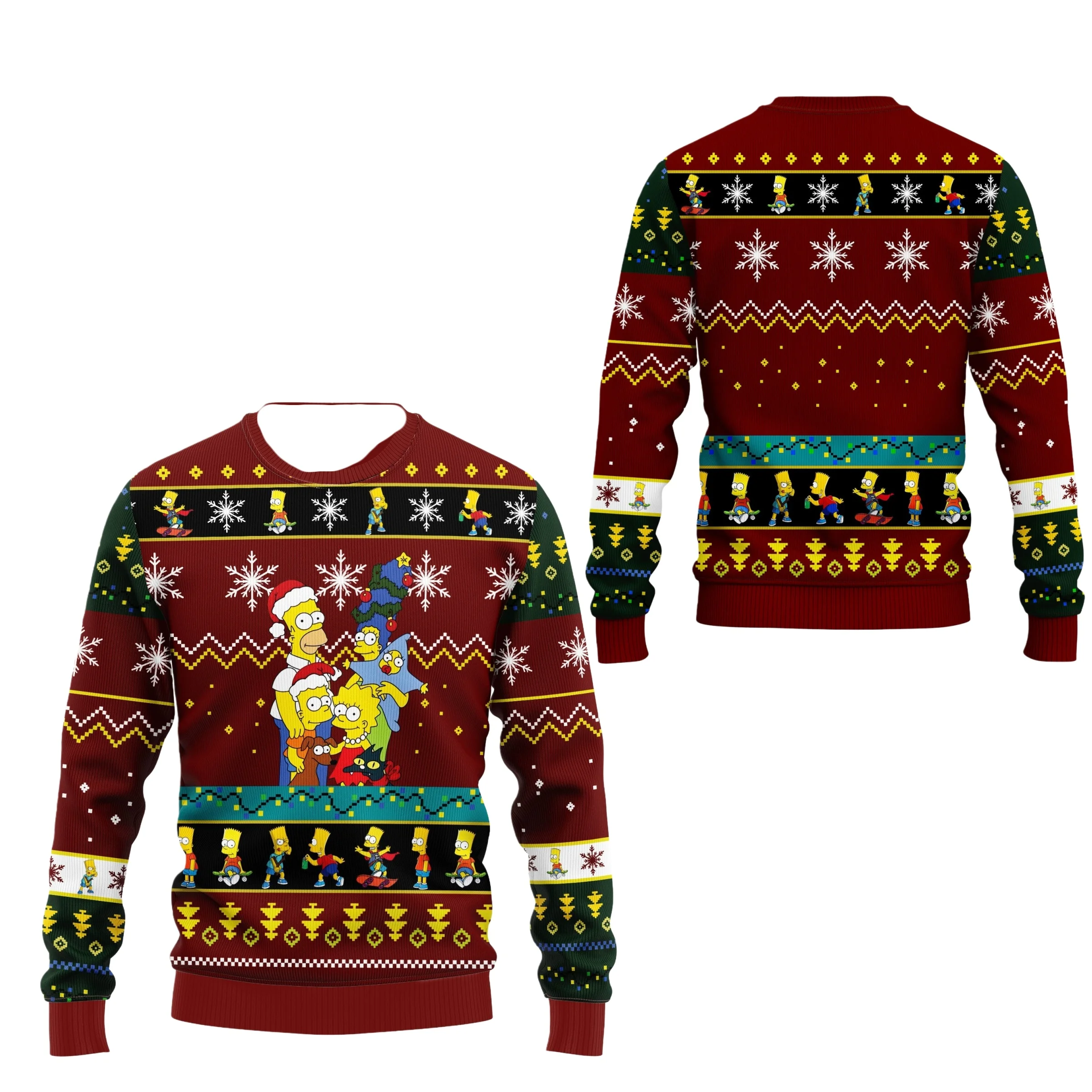 جديد الخريف/الشتاء ديزني جمع عائلة سمبسنز عيد الميلاد الملابس القبيحة ثلاثية الأبعاد مطبوعة الكبار جولة الرقبة هوديس ملابس عصرية