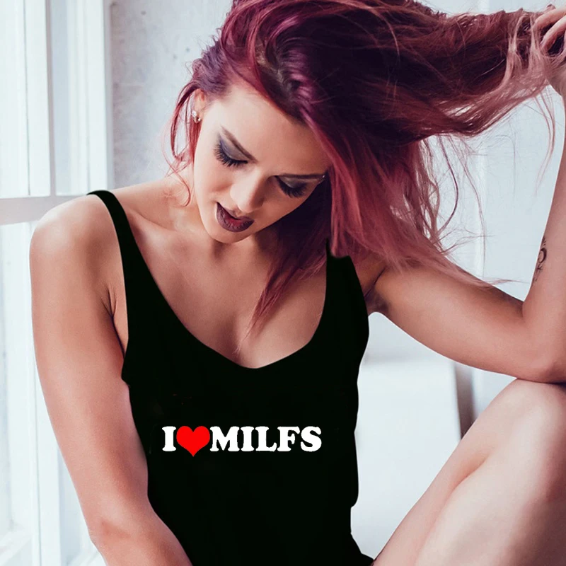 I Love Milfs Funny Boho Sexy Party Sleeveless Tank Tops Women College Graphic Tee O Neck Halloween Out Fashion Streetwear Tanks