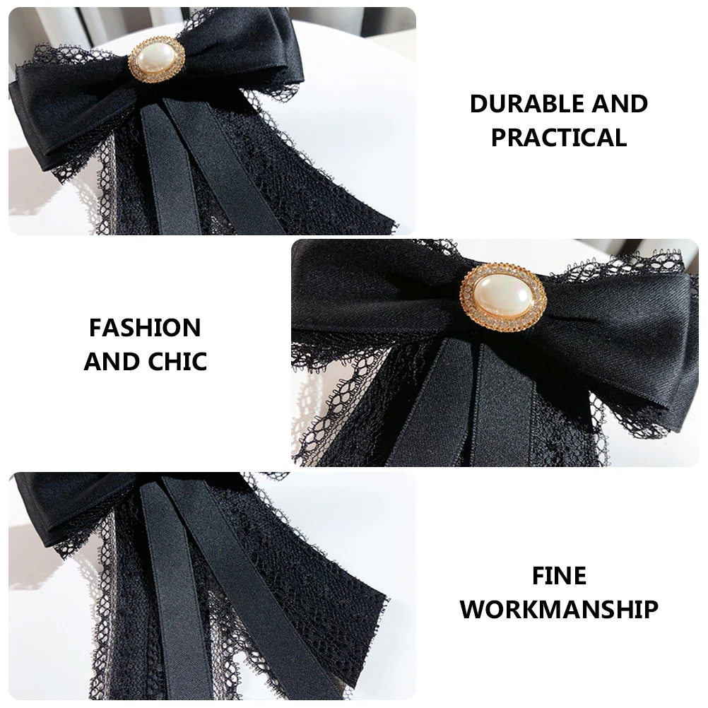 

1Pcs Butterfly Knot Bow Tie Bow Ribbon Brooch Pre-Tied Neck Accessory for Women Elegant Pearl Decor Banquet Wedding Party Formal