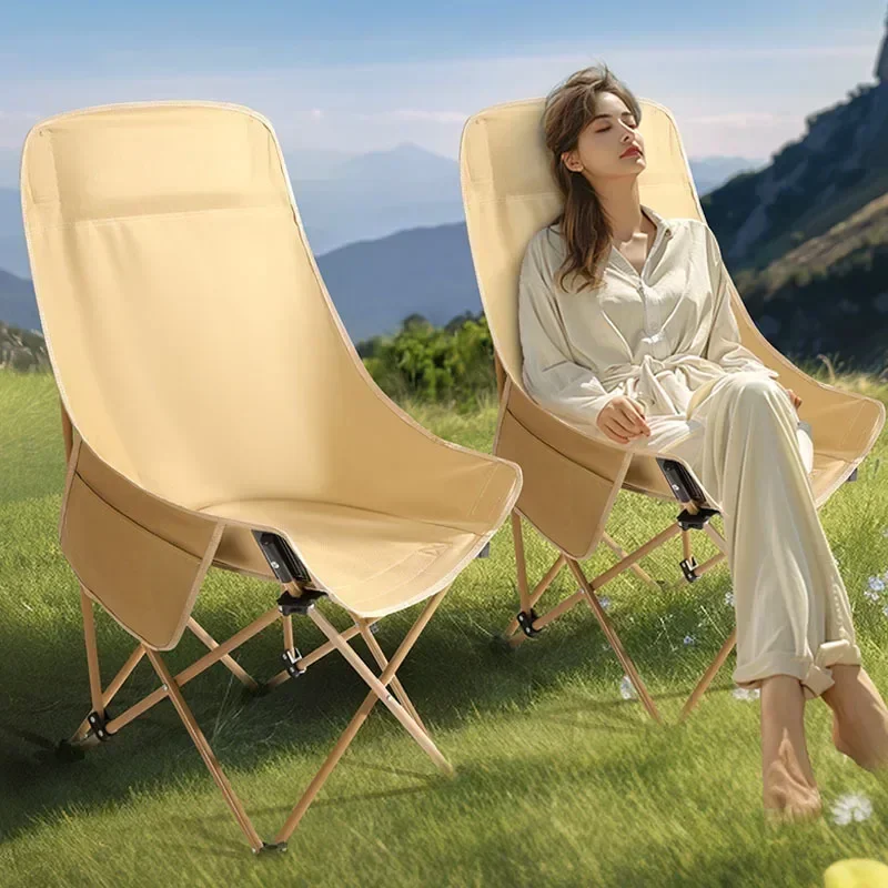 

Folding Outdoor Camping Moon Chair Raised Backrest Recliner Fishing Stool Portable Stool Camping Outdoor Furniture Recliner