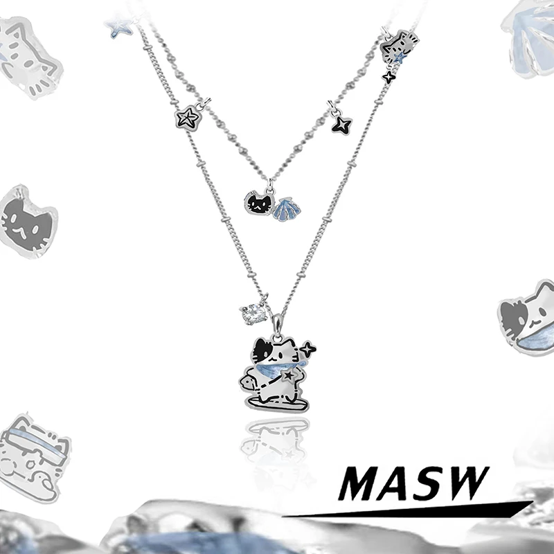 

MASW Original Design Elegant Temperament Silver Color Cat Necklace For Women Female Gifts Hot Sale Dropshipping Fashion Jewelry