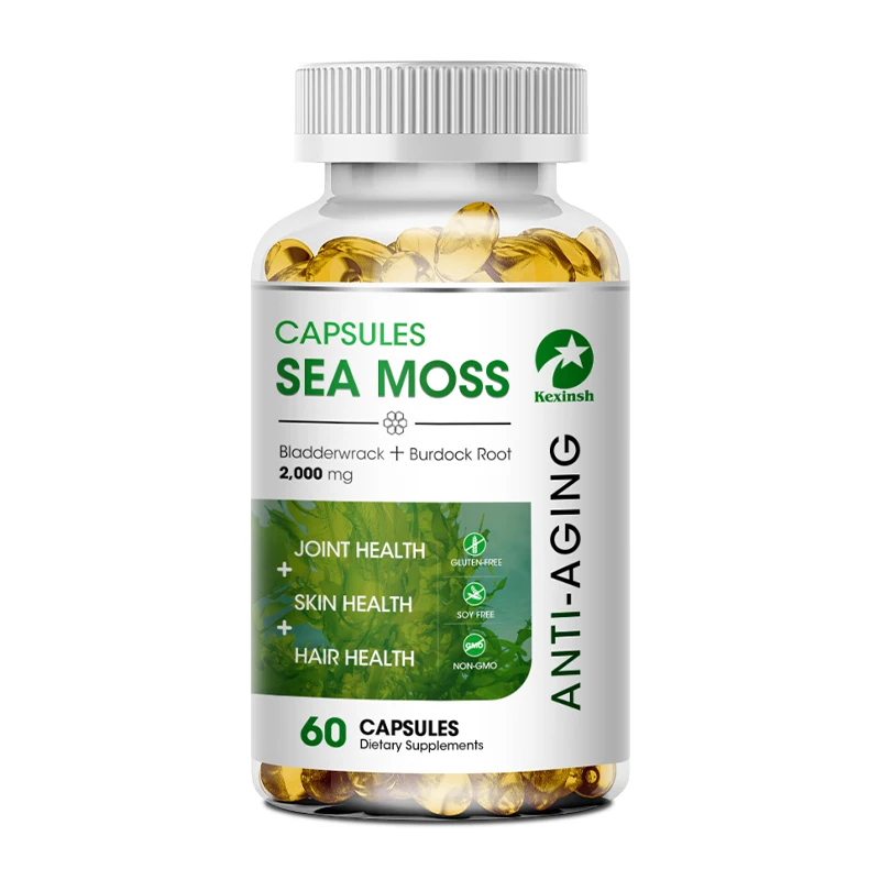 

Kexinsh 60/120 Sea Moss Capsules Raw Organic Rich In Vitamin Mineral Boost Immune System Sea Moss Extract Supplement