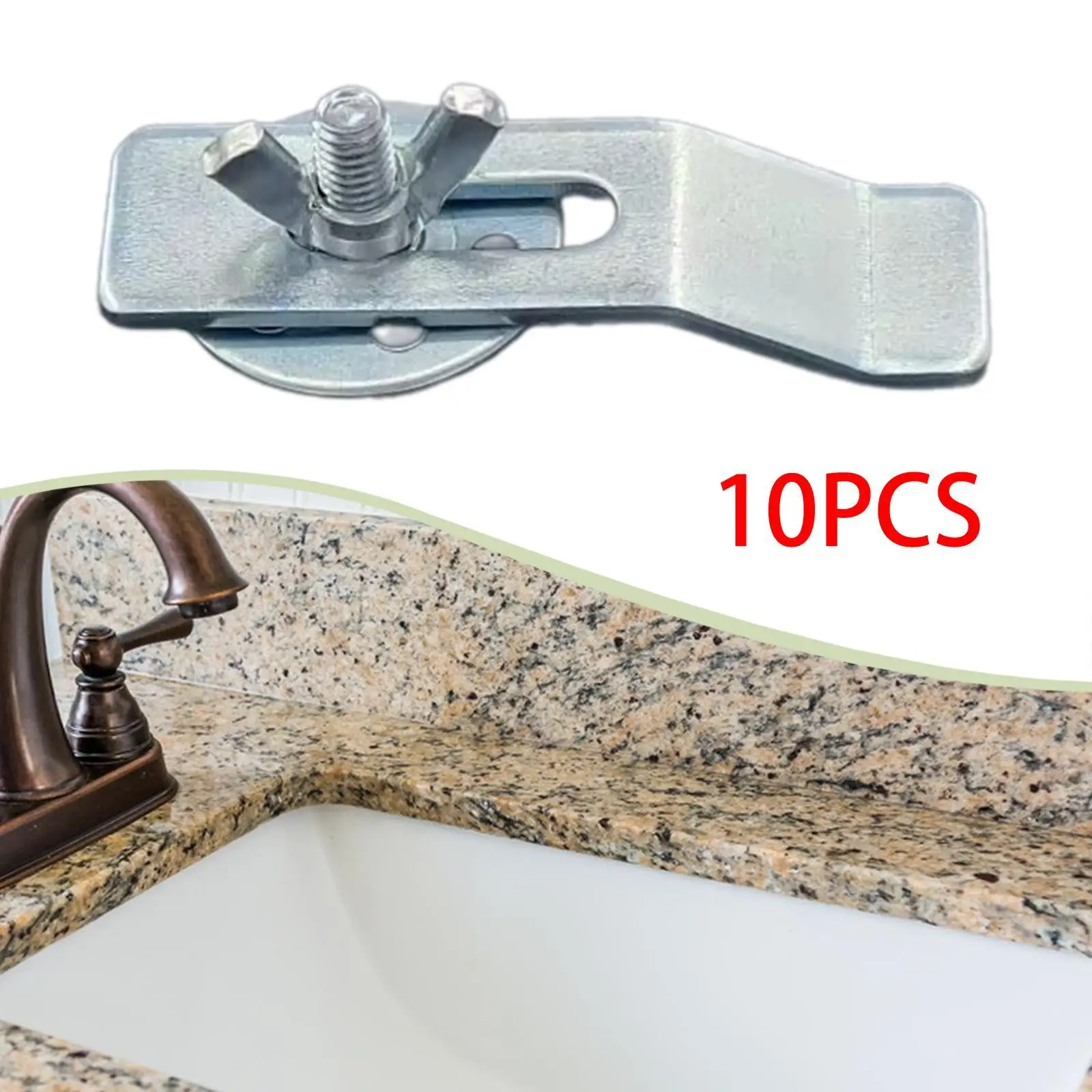 10 Pieces Undermount Sink Clips Parts Ceramic Washbasin Clips for Countertop