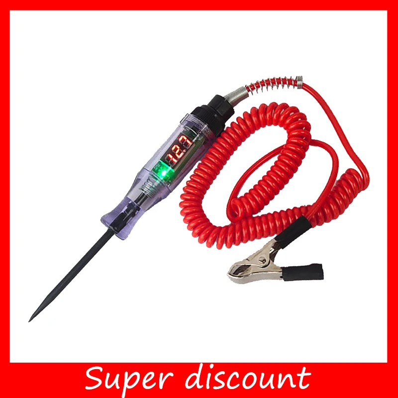 6V 12V 24V DC Car Truck Voltage Circuit Tester Digital Display Long Probe Pen Light Bulb Automobile Diagnostic Tools Auto Repair