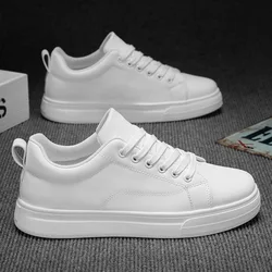 Effen Kleur Mode Man Sneakers 2024 Pu Lederen Vrijetijdsschoenen Mannen Luxe Witte Platform Schoenen Student Schoenen Кроссовки Мужские