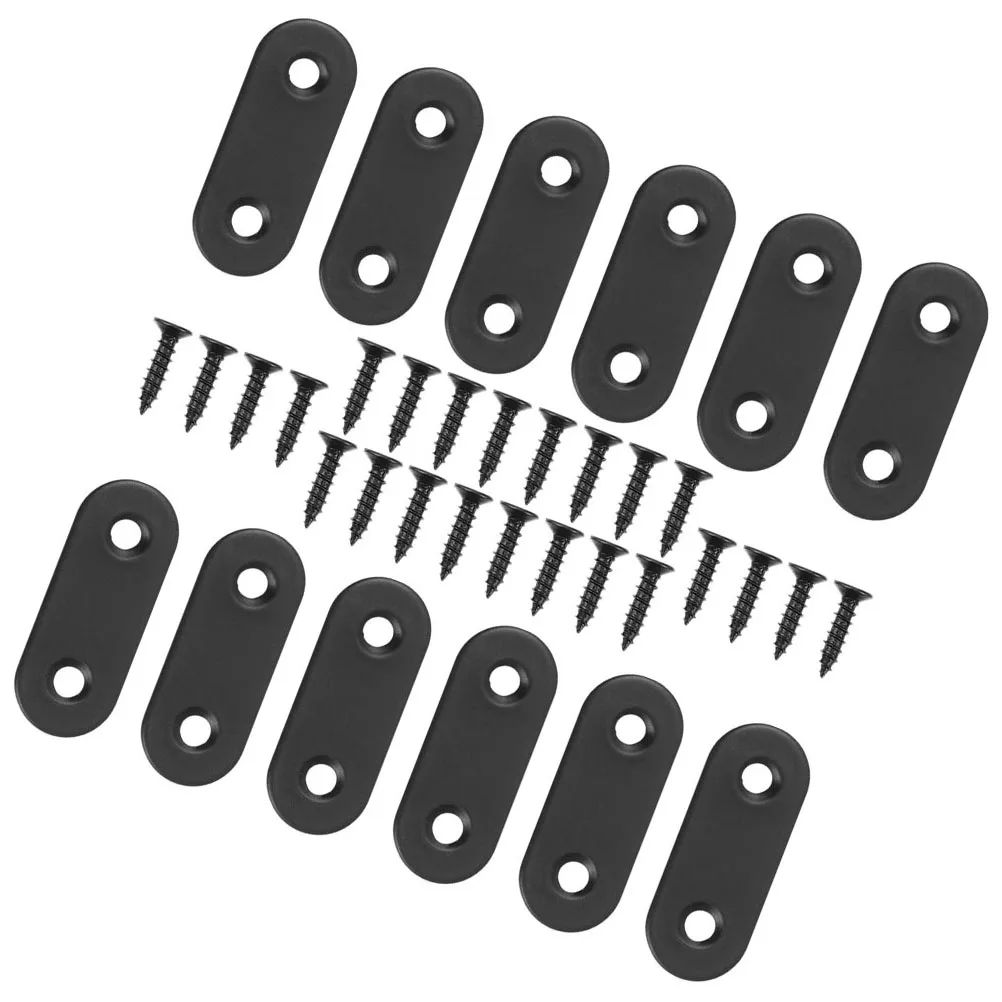 

24 Pcs Stainless Steel Corner Brackets Heavy Duty Flat Mending Plates Black Repair Fixing Connectors Adjustable Furniture