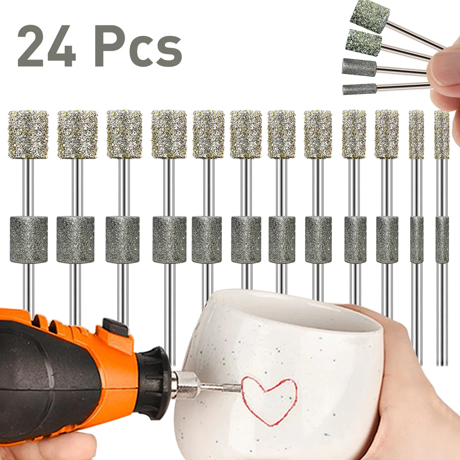 

Diamond Grinding Bit Compatible with Dremel Rotary Tools,with 116Grit Diamond Coated Bits 1/8" (3mm) Shank Accessories