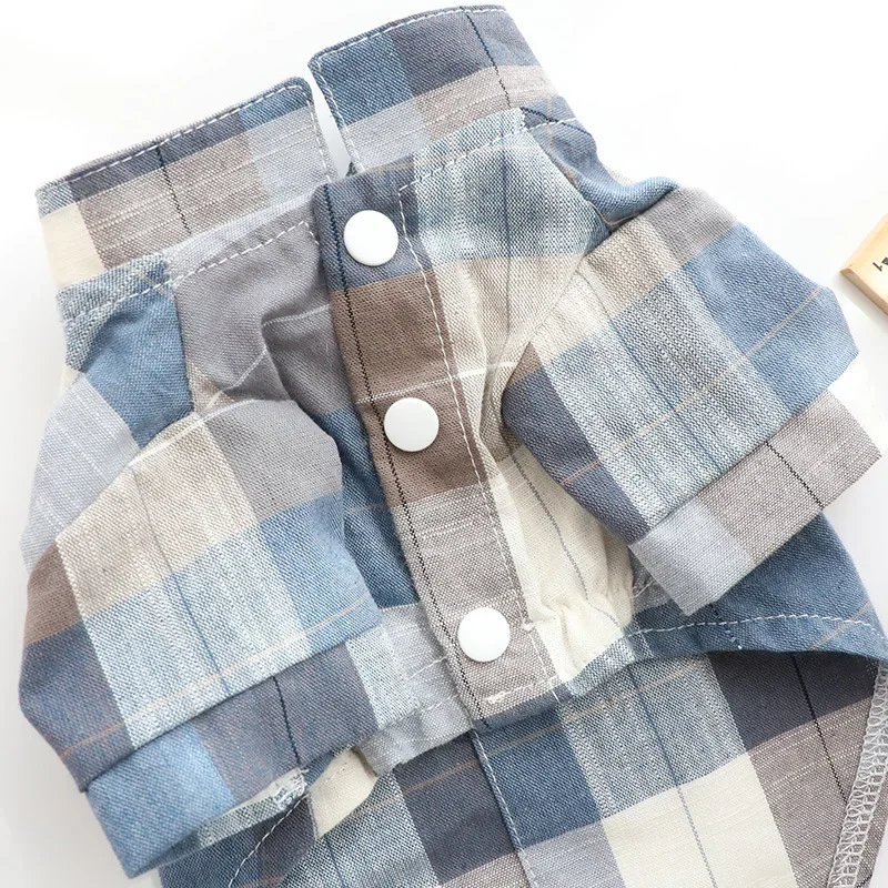 Camicie casual estive per cuccioli Abbigliamento Moda semplice grigio blu camicia di cotone sottile tuta per cani di piccola taglia media vestiti per animali barboncino