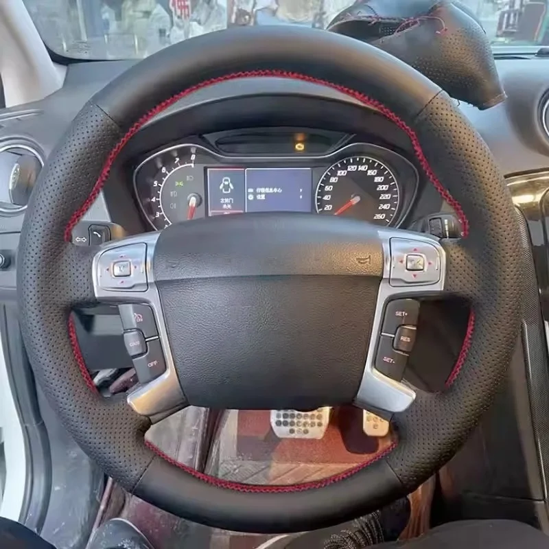 

DIY Hand sewing Auto Car Steering Wheel Cover Microfiber Leather For Ford Mondeo 2007-2014 Galaxy 2006-2015 S-Max 2006-2014