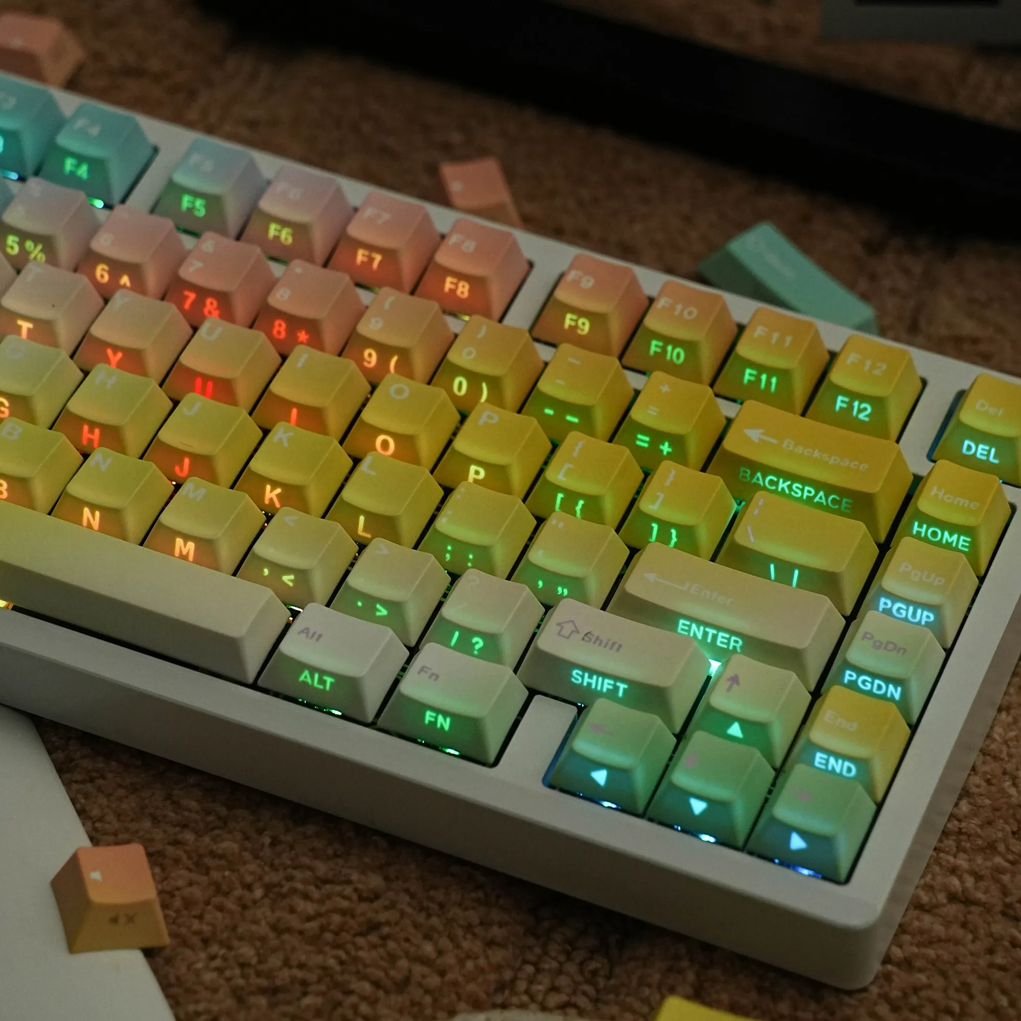 Colorful gradual change keycap Original PBT sublimation adaptation Mechanical keyboard phonetic Wencangjie Wentian series