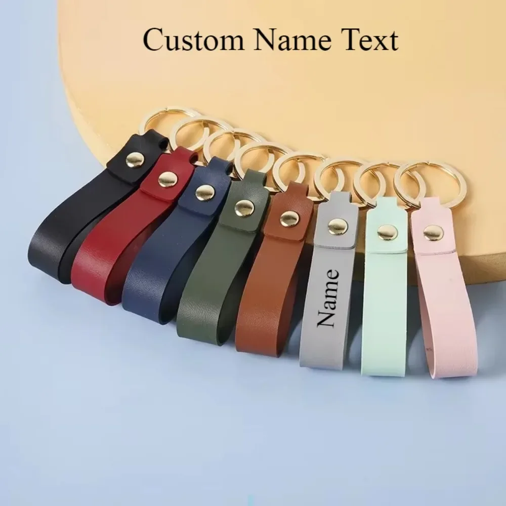 

5/10pcs Wholesale Blank PU Keychain Metal Cowhide Custom Name Keyring Motorcycle Car Hanging Rope DIY Manual Key Ring Chain Gift