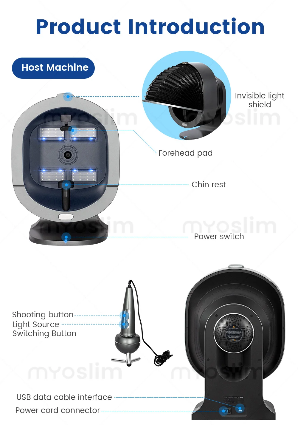 Analisador de pele X5 AI Analisador de pele facial Scanner de problemas de pele de 8 espectros Diagnóstico de imagem HD Análise profissional