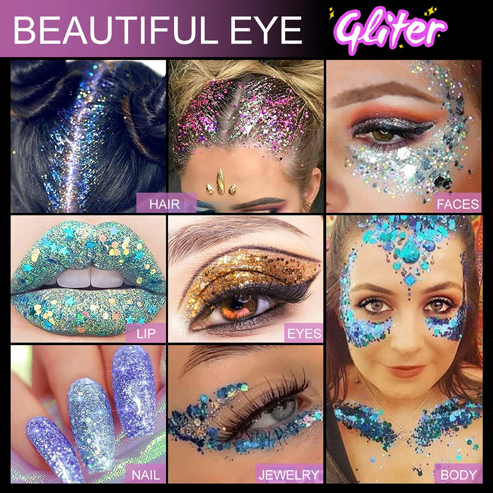 Face Gel Glitter Eyeshadow Custom Logo Pigment Long Lasting Waterproof Glue-free Stage Makeup Private Label Bulk Cruelty Free