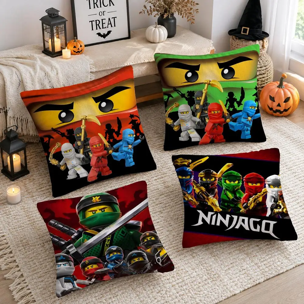Cool Cartoon-N-Ninjago Cushion Cover Plush Decorative Pillow Case With Hidden Zipper Cutecore Room Decor For Home