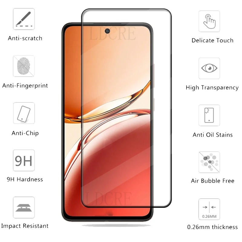 6-in-1 For OPPO Reno 12F Glass For Reno 12F Tempered Glass Protective Full Cover Glue HD 9H Screen Protector Reno 12F Lens Glass