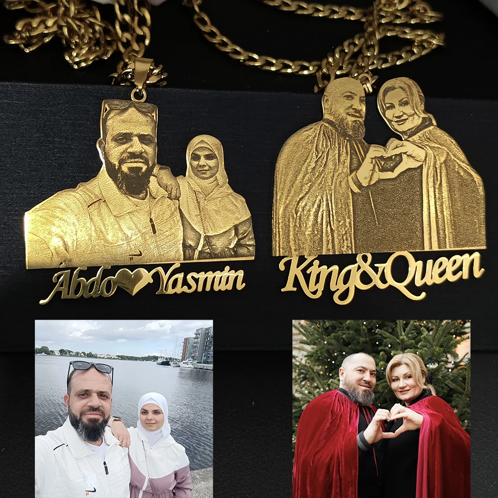 تخصيص الأزياء محفورة صورة صورة اسم قلادة قلادة الفولاذ المقاوم للصدأ شخصية للأطفال مجوهرات الأسرة الهدايا