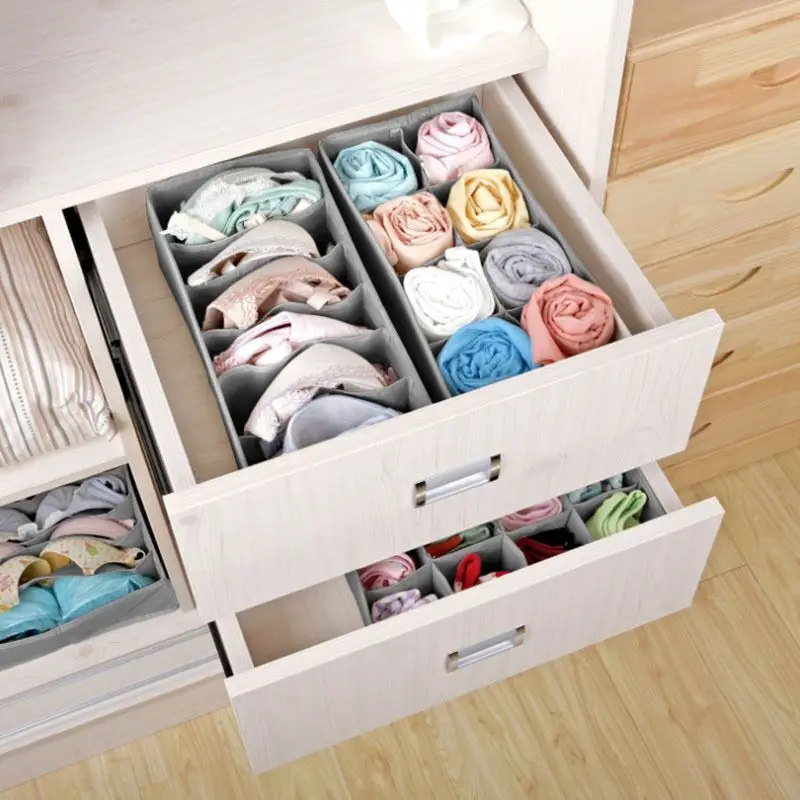 Underwear Storage Box Foldable Socks Underwear Split Household Fabric Sorting Wardrobe Clothes Organizer Drawers Separator Boxes