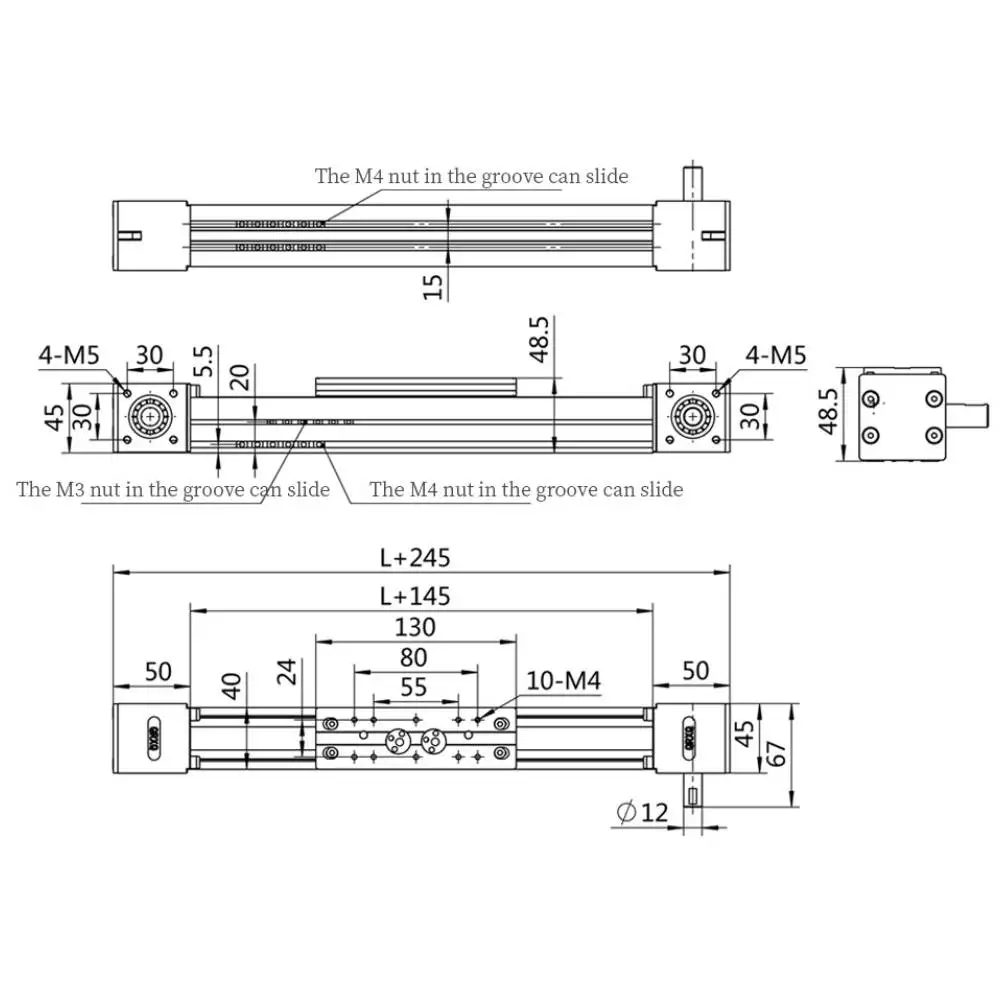 RXPN40 High Speed  Guides for cnc Rail Belt Driven Linear Actuator Work Table for Printer 3d Cnc Accessories