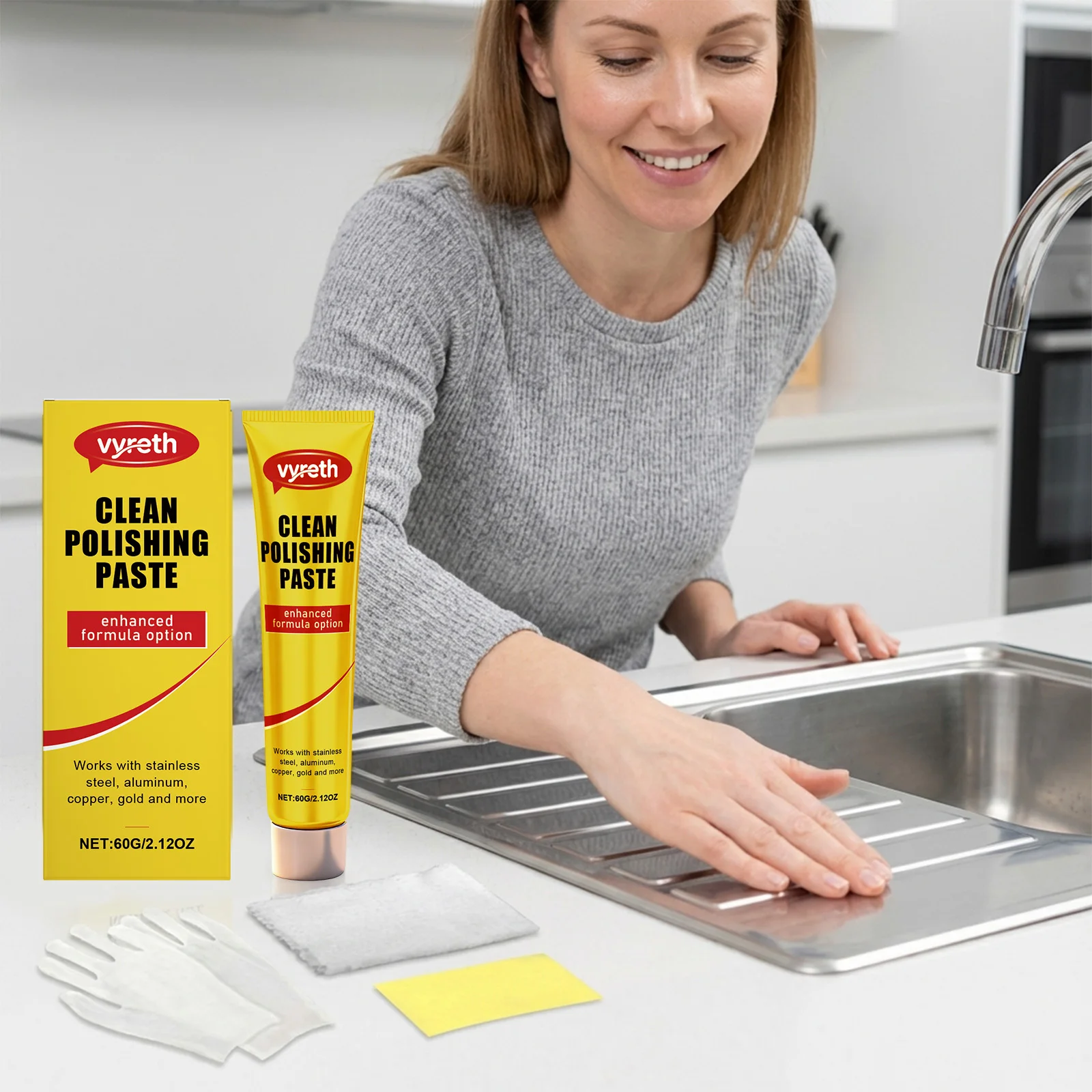 

Fast & Effective All-Metal Polishing Paste for Chrome Cooper, Stainless Steel, Kitchen metal utensils - No Residue, Easy to Use
