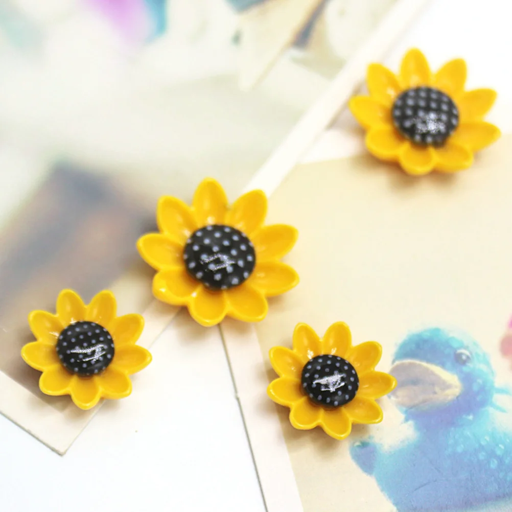 

10Pcs Sunflower Magnetic Refrigerator Stickers Yellow Black Large Resin Decor Home Kitchen Fridge Door Creative Household Magnet