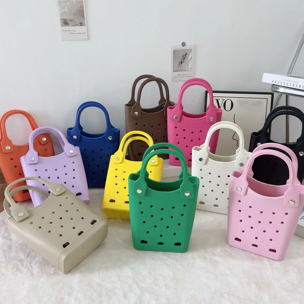 Summer Women Tote Handbag Sundries Organizer Portable Waterproof Beach Bag Durable Solid Color Storage Baskets Sports