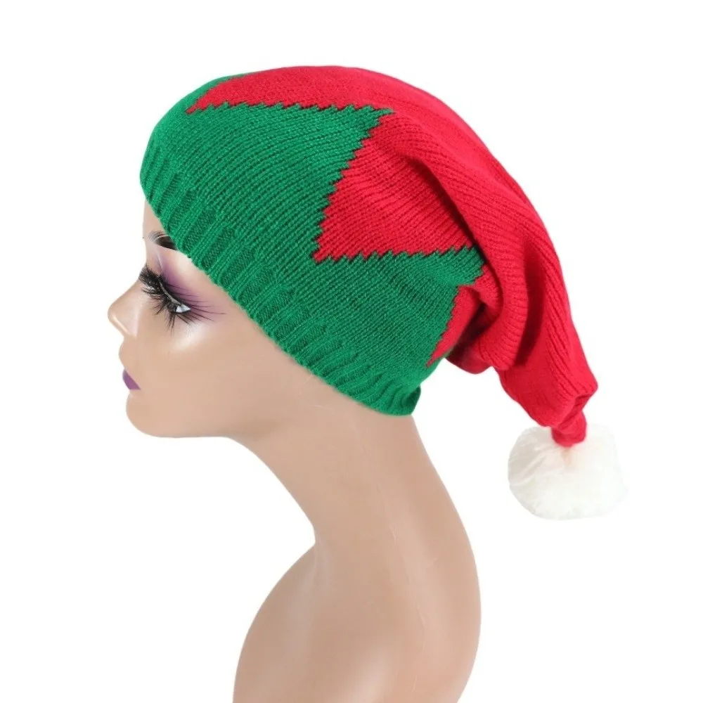 Weihnachtsmann-Weihnachtsmütze, warme Weihnachtsmütze, warme Santa-Beanie-Mütze, Wollmütze, koreanischer Stil, gestreifte Mütze, Frohes Neues Jahr – Detail 8