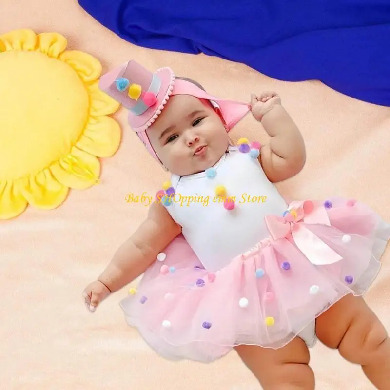 

23GD новорожденное фото платье Tutu Tulet Hat Set Photo Props Фотография 2pcs