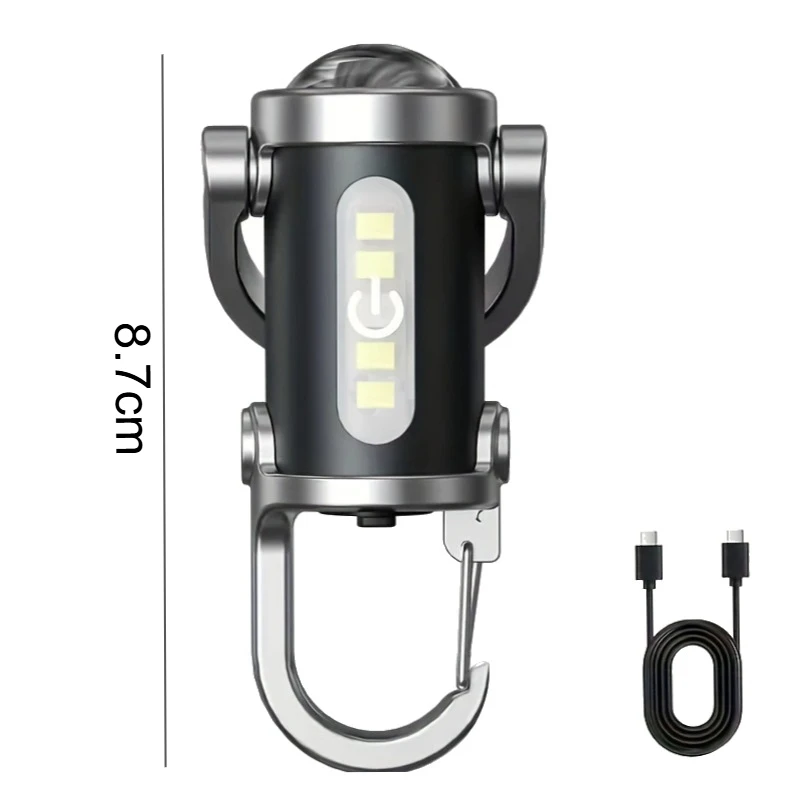 Rechargeable Keychain Flashlights Multifunction COB Work Light 6 Modes Emergency Keychain Light for Walking Searching Hiking