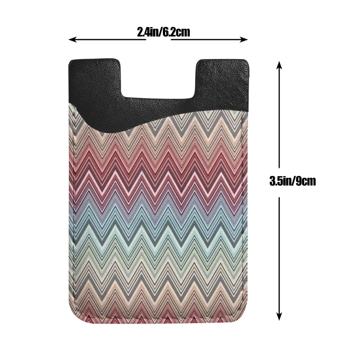 Multicolor Chic Zigzag Cell Phone Card Holder for Back of Phone Custom PU Leather Boho Chic Zig Zag Stick on Wallet Case