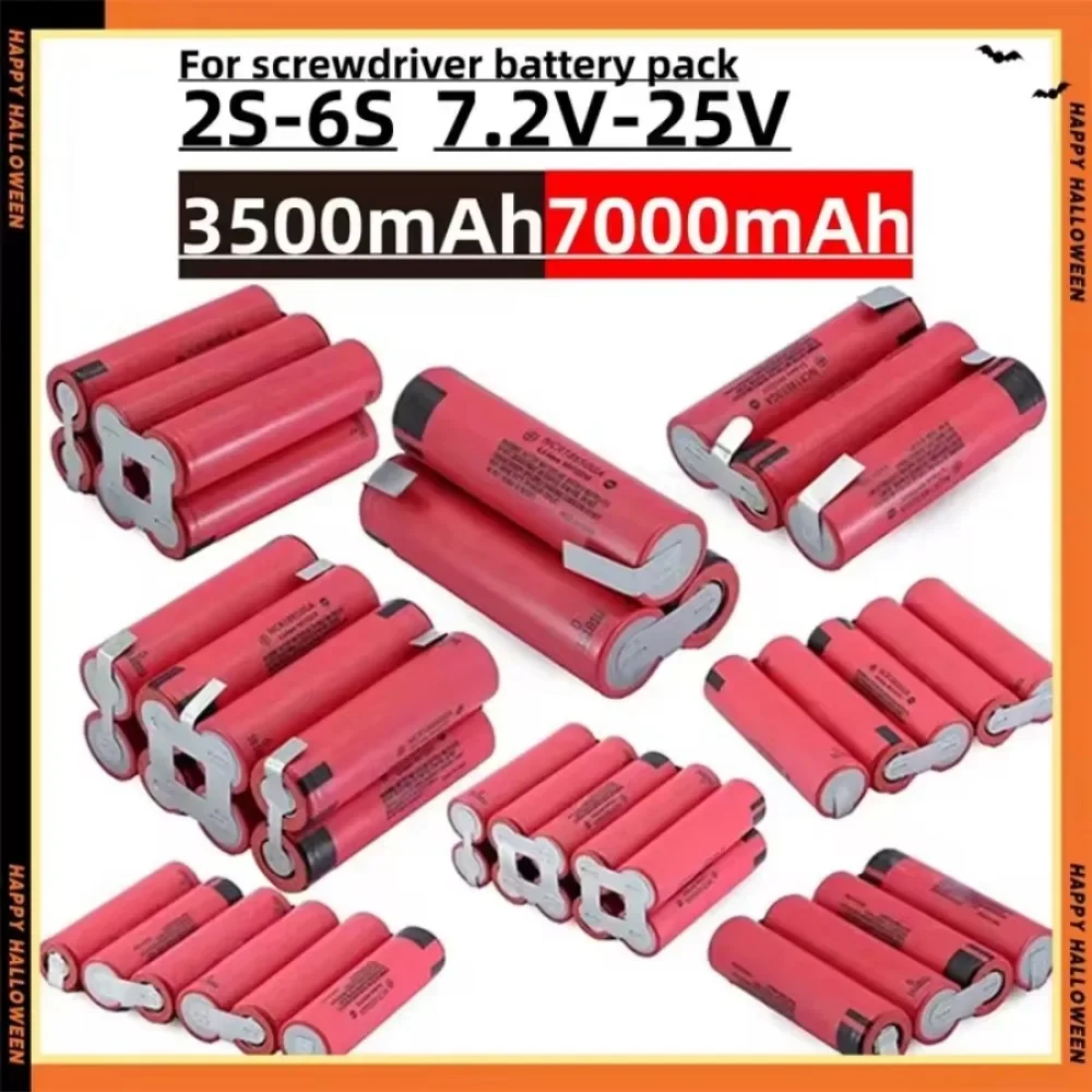 Original 18650 GA 2S 3S 4S 5S 6S 3500-7000mAh High Capacity Customizable for Screwdriver Welding Battery 18650 12V 14.4V 18V 25V