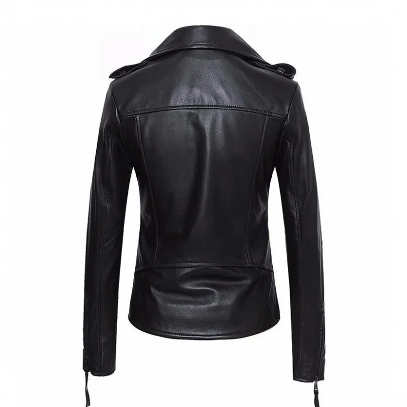 Leather Real Office Lady Motorcycle Jacket Women 100% Sheepskin Slim Short Large Size 5XL Genuine Leather Coat Jaqueta De Couro