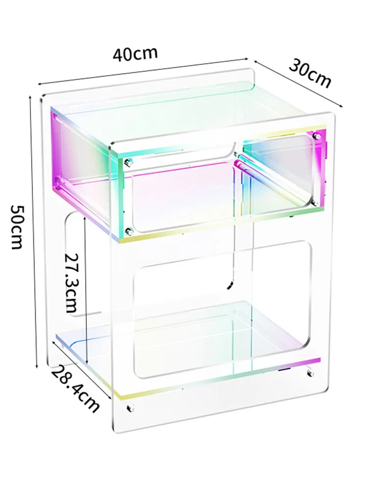 Przezroczysta akrylowa szafka nocna, meble stoliki nocne, kreatywna szafka nocna do sypialni, designerski luksusowy stolik krawędziowy dostosowany