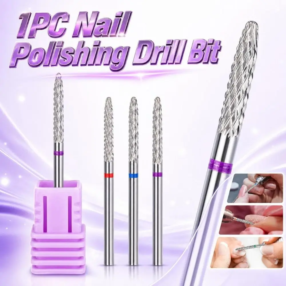 Stainless Steel Carbide Nail Drill Bit Front-mounted Cone‑shaped Nail Polishing Drill Bit Durable Cylindrical Manicure Drill Bit